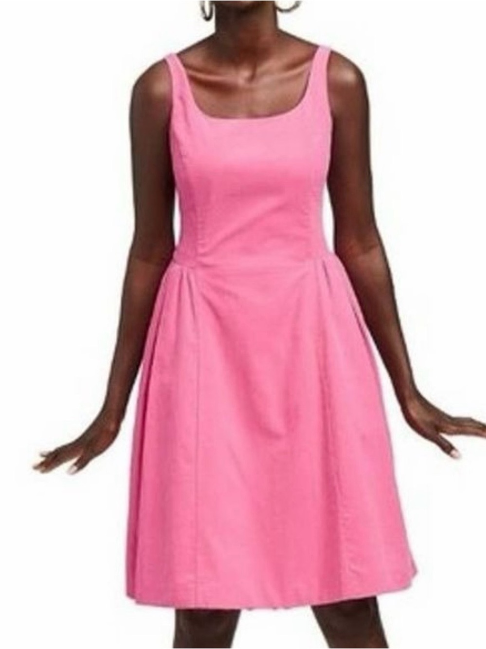 Isaac Mizrahi pink corduroy sleeveless fit-and-flare poplin dress Size Large